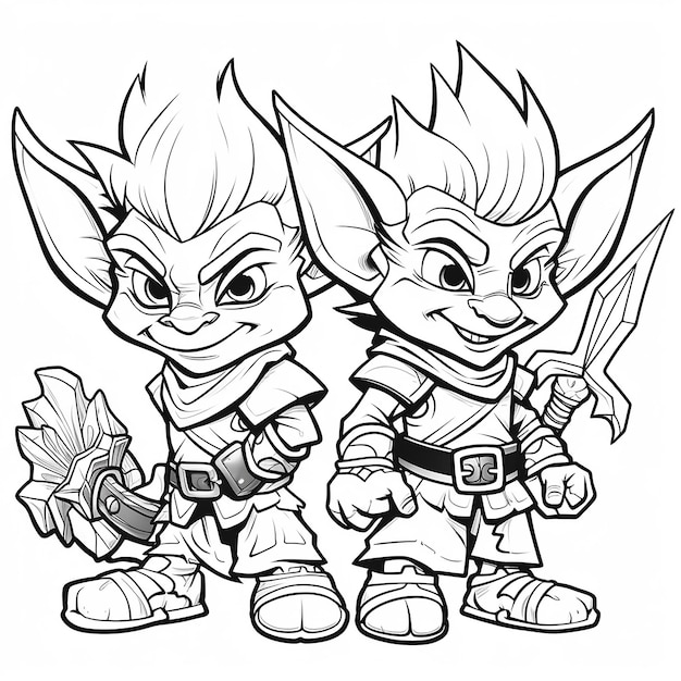 simple goblins coloring page