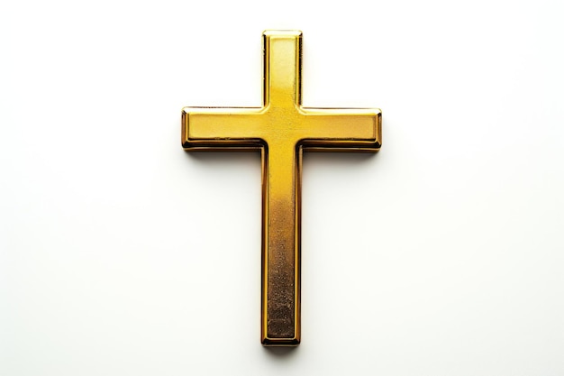 Photo simple gold cross on a white background generative ai