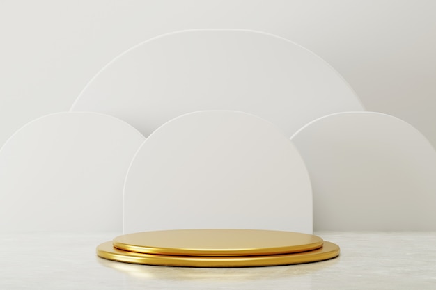 Simple gold podium display with abstract white