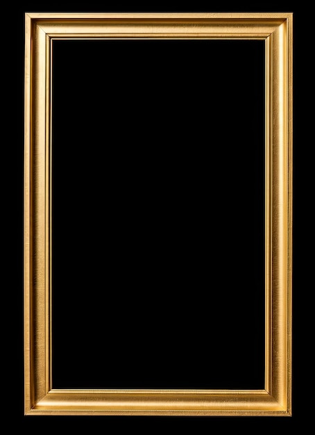 Simple golden frame Picture frame isolated on black background