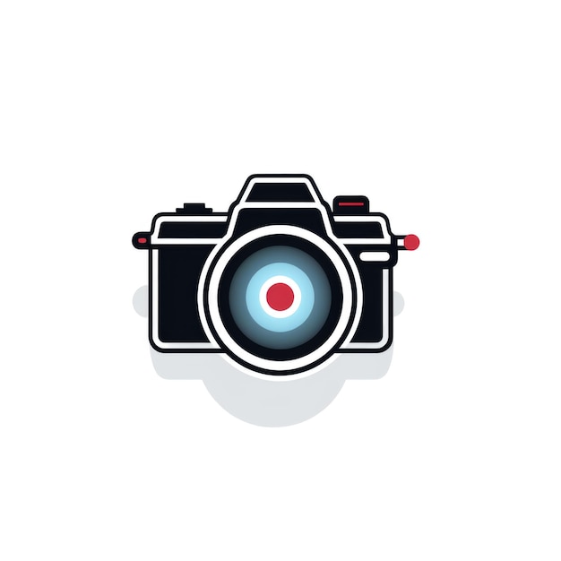 Simple graphic logo of color photo camera on white background