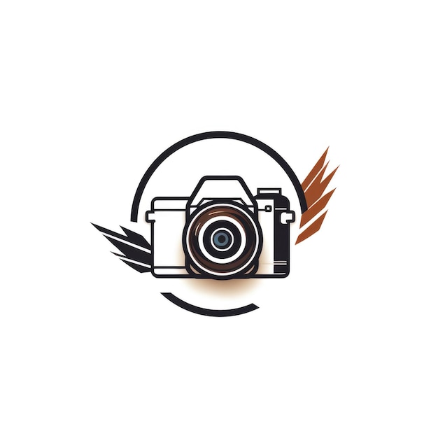 Simple graphic logo of color photo camera on white background