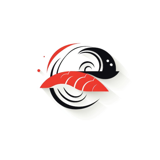 Simple graphic logo of color rolls and sushi on white background