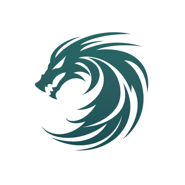 Simple graphic logo of dragon on white background