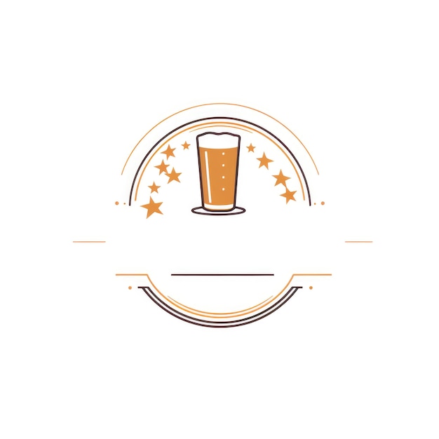 写真 シンプルなグラフィックロゴのビールグラス 白い背景