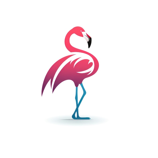 simple graphic logo of pink flamingo on white background
