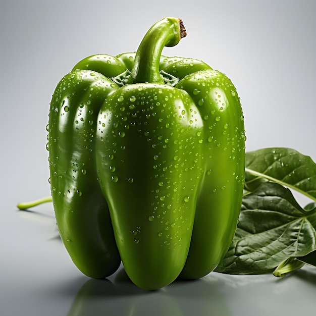 simple green pepper isolated on white background