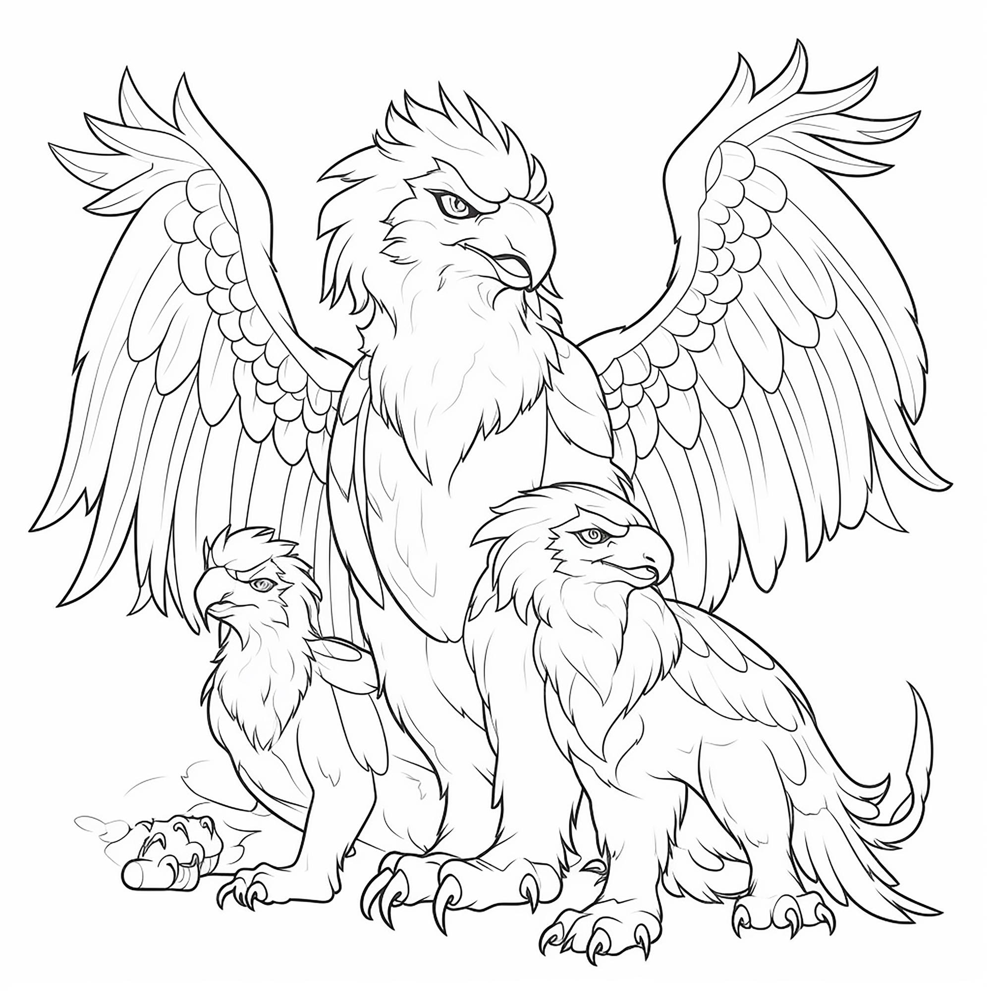 Simple griffin coloring page Premium AIgenerated image