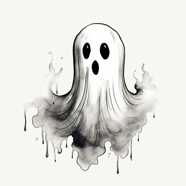 Simple Halloween Ghost Drawing with an Abstract Style