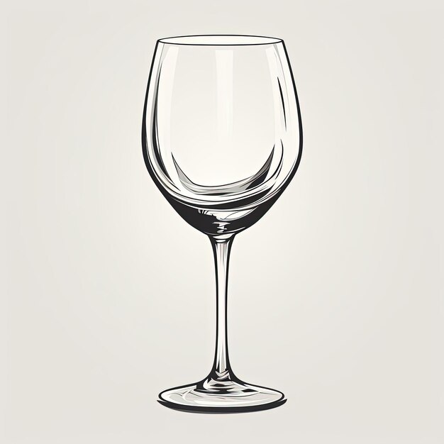 Photo a simple hand drawn sketch of a wine glass is shown in the style of neopop iconography