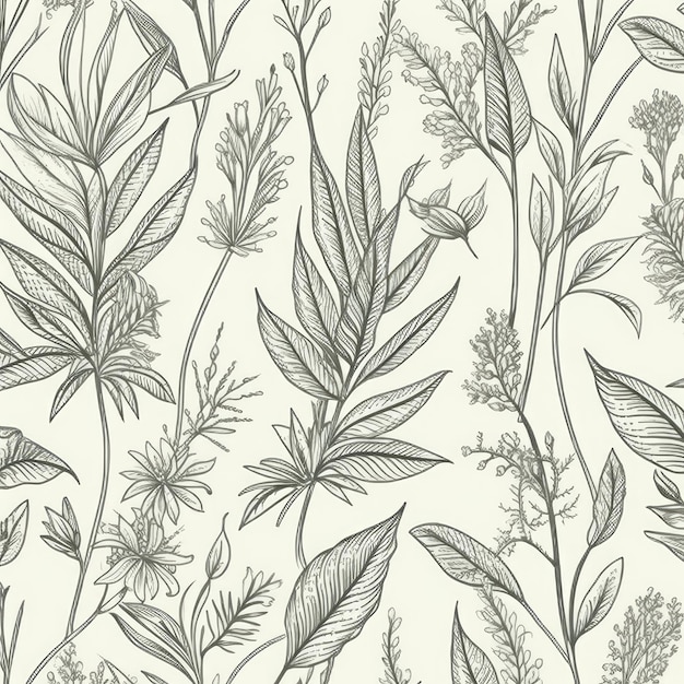 Photo the simple handdrawn organic plant design makes for a minimalistic 4k wallpaper generative ai