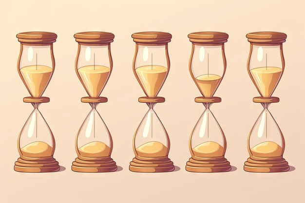 Photo simple hourglass collection sand clocks for sprite sheet animation vintage hourglass timer sand