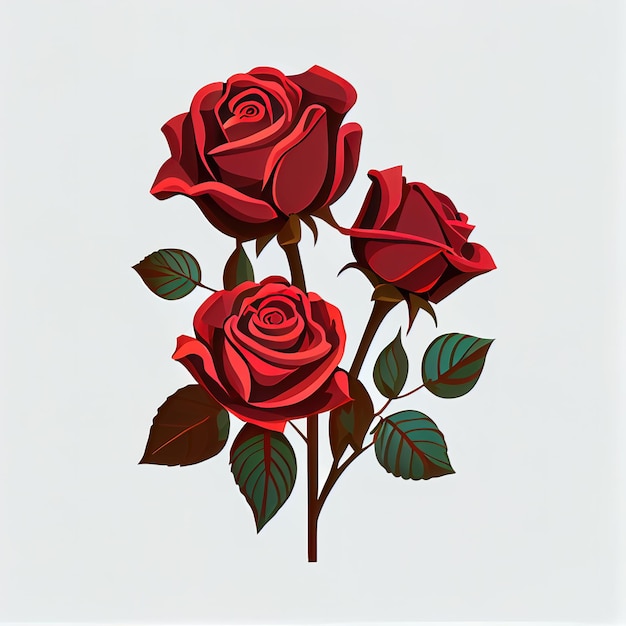 Простые иконы весенних цветов Букет красных роз на день святого Валентина изолированный фон