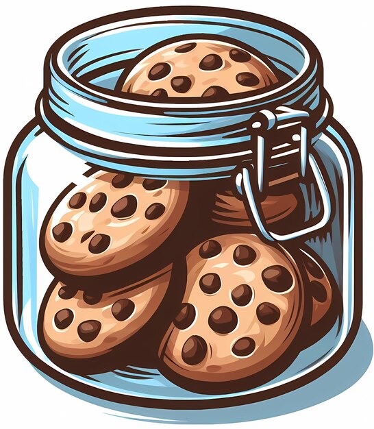 Simple illustration of chocolate cookies in a jar clean simple