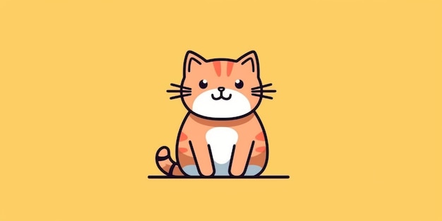 На простой иллюстрации изображена кошка на простом фоне, создавая минималистский и элегантный
