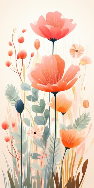 Simple illustration of flowers on a white background High quality photo Generative AI