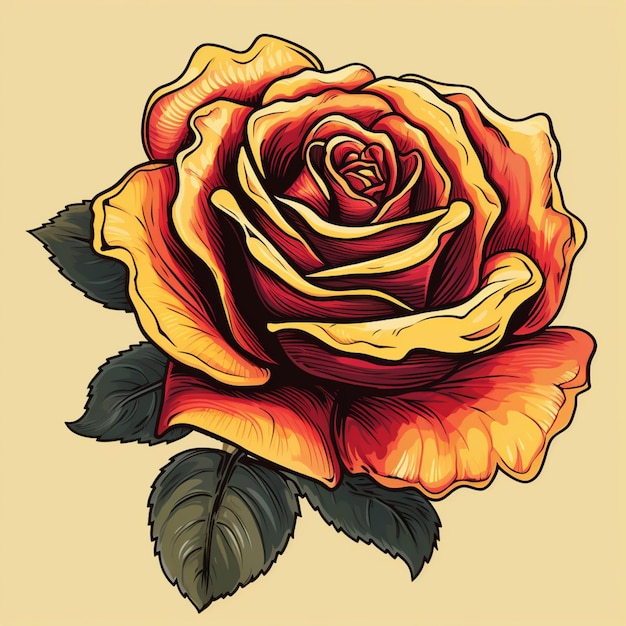 a simple illustration of a very large rose isolated on a background