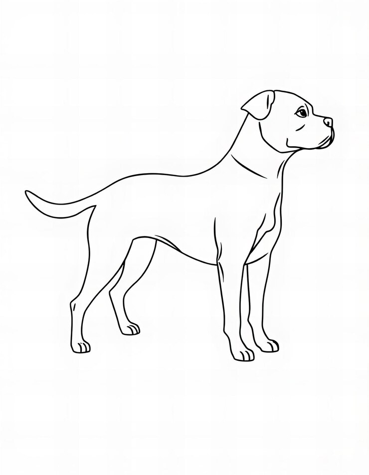 Photo simple line art dog silhouette on white background