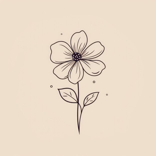 Photo a simple line art flower