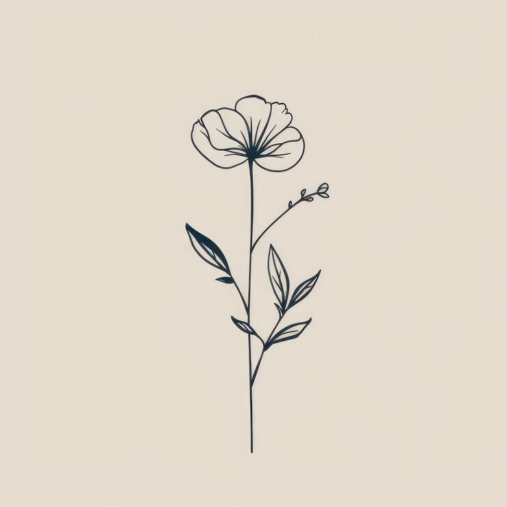 Photo a simple line art flower