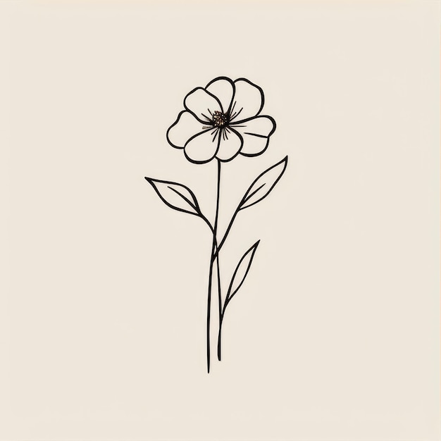 Photo a simple line art flower