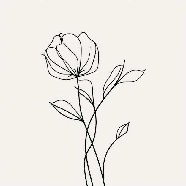 Photo a simple line art flower