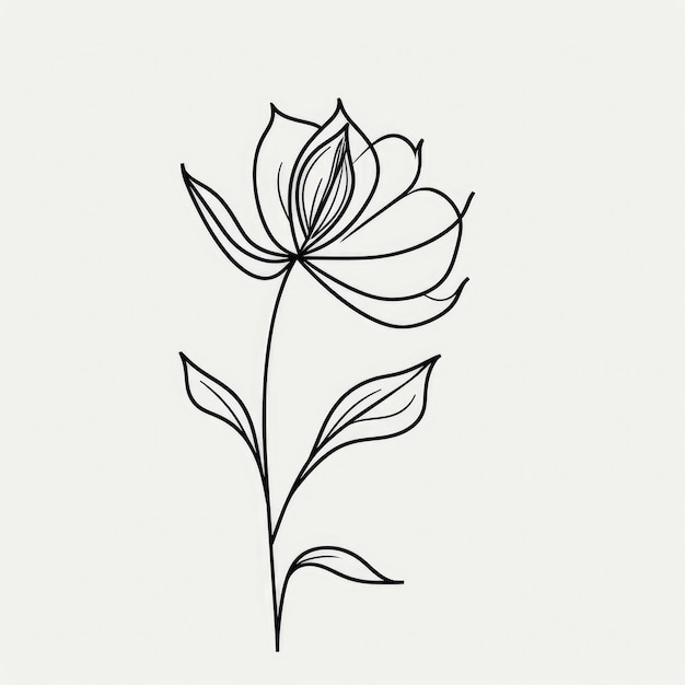 シンプルなラインアートの花