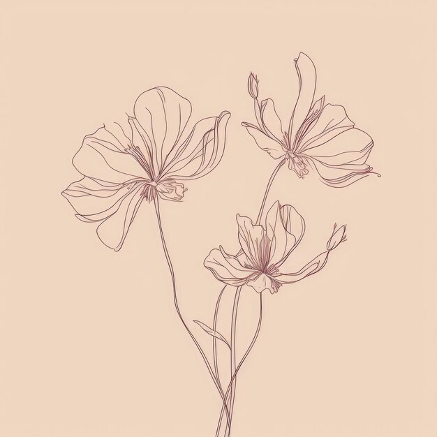 Photo a simple line art flower