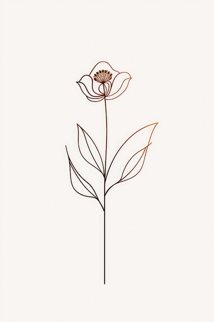 Photo a simple line art flower