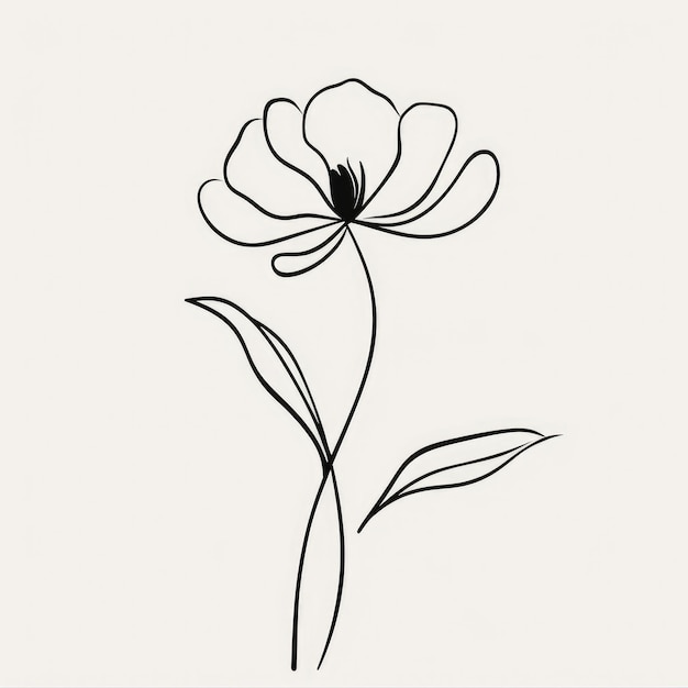 Photo a simple line art flower