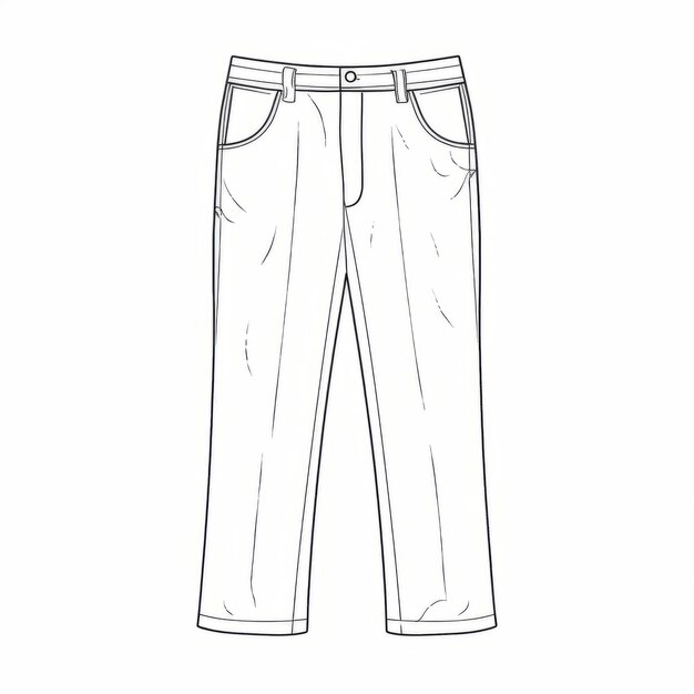 Simple Line Art Illustration Of Pants Design With Soft Tonal Range