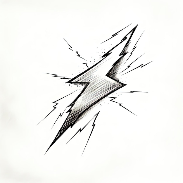 a simple line sketch of a lightning bolt in the style of eccentric props