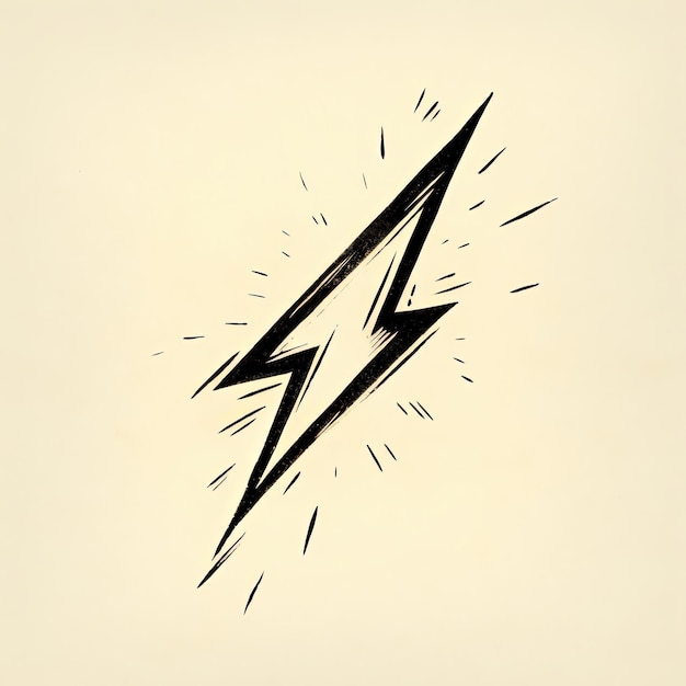 a simple line sketch of a lightning bolt in the style of eccentric props