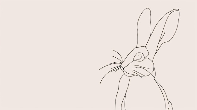Простая линейная иллюстрация весеннего кролика с редактируемыми штрихами идеально подходит для пасхальных открыток и веб-баннеров