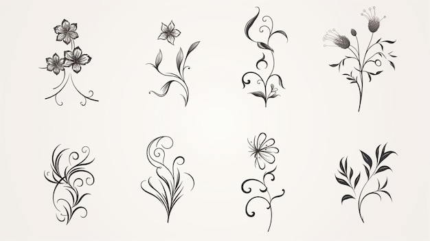 Photo simple linework images of simple minimal ornamental ai generative