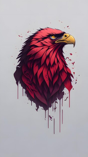 Simple logo art red and black hawk minimalist illustration ai generative