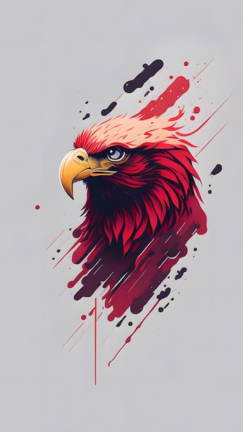 Simple Logo Art Red and Black Hawk Minimalist Illustration Ai Generative