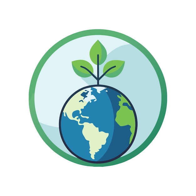 Photo simple logo for earth day with a globe and a tree