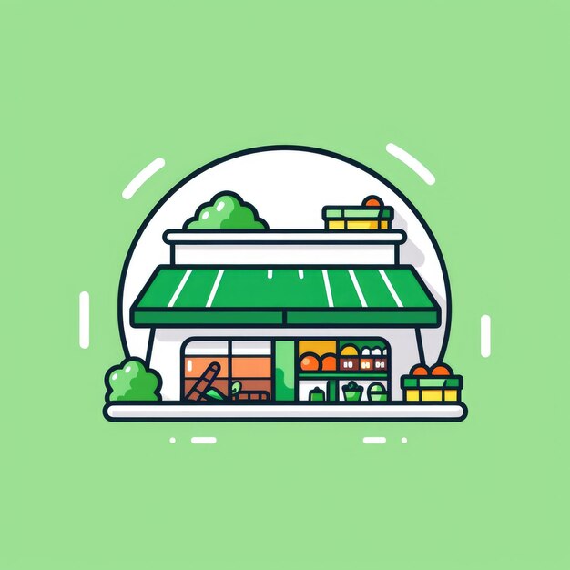 Простой логотип продуктового магазина с плоским дизайном Generative AI