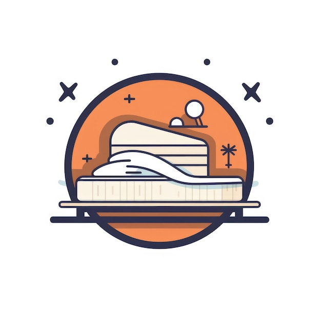 Photo simple logo of mattress store flat design generative ai