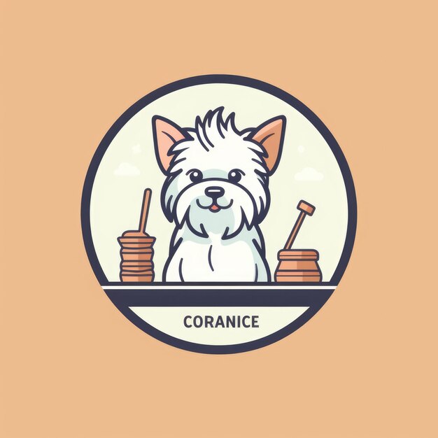 Photo simple logo of pet grooming store flat design generative ai