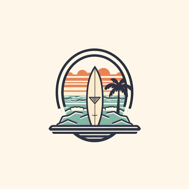 Foto logo semplice del design piatto del negozio di surf ia generativa