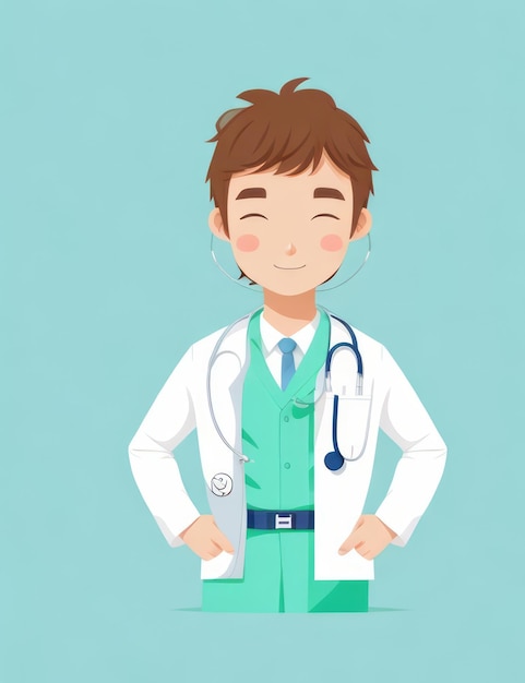 simple man cute vector design doctor flat