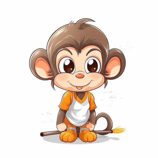 Photo simple mascot for a cleaning monkey with white background