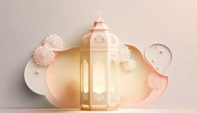 simple minimal color pastel lantern light ramadan background