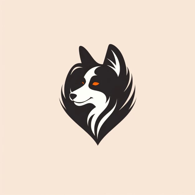 Simple minimal dog care logo design dog head with love vector