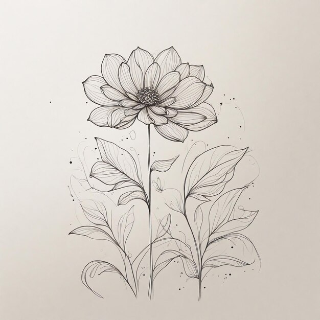 Simple and minimal line art Flower design