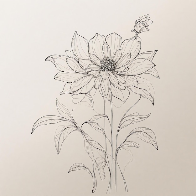 Photo simple and minimal line art flower design