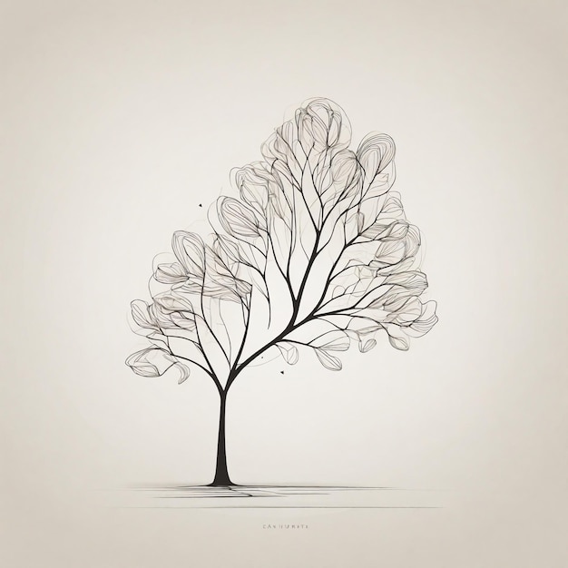 Simple and minimal line art tree design