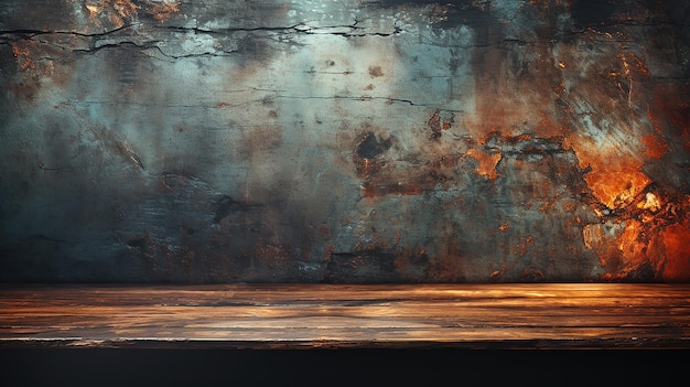 A simple minimalist background with space for copy space a composition using brutal slabs of rusty old metal for the presentation of goods and services Generated by AI